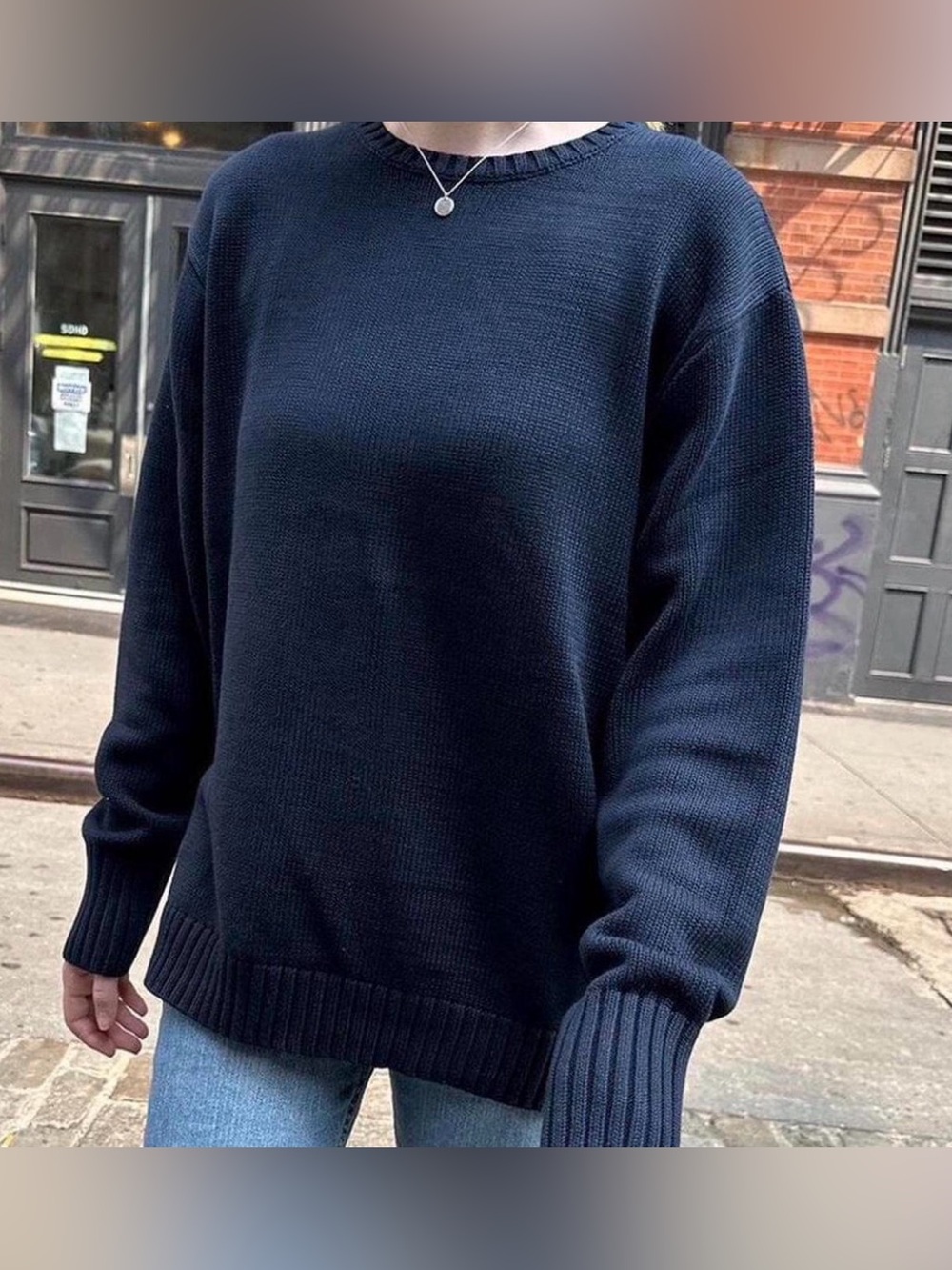Brandy Melville Navy Crewneck Sweater OS